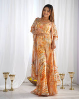 Floral Printed Georgette Palazzo Set with Crop Top & Shrug