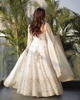 Full Heavy Work White Color Georgette Anarkali Gown