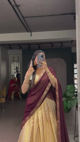 Wedding Wear Zari Weaving Kanchipuram Lehenga Choli