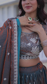 Wedding Wear Embroidered Silk Lehenga Choli