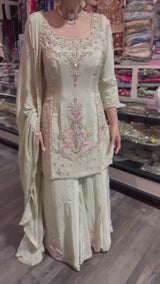 Heavy Chinon Silk Top Palazzo Dupatta Set