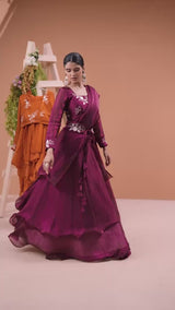 Designer Heavy Fandy Satin Lehenga Set