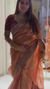 Wedding Wear Soft Twill Golden Saree