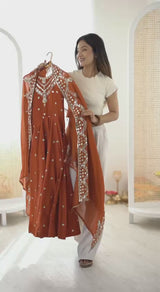 Roman Silk Party Wear Anarkali Gown Set