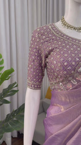 Fendy Thread Sequence Silk Lavender Saree