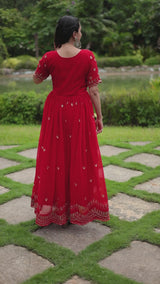 Faux Blooming Party Wear Gown