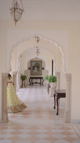 Vichitra Silk Embroidered Off White Lehenga Choli