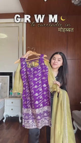 Party Wear Jacquard Purple Palazzo Set
