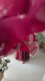 Maroon Pure Vichitra Silk Anarkali Gown with Dupatta