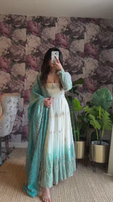 Georgette Sky Blue Anarkali Suit