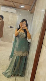 Heavy Two Tone Fandy Silk Sharara Set