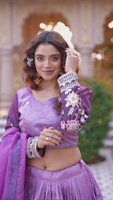 Pure Gold Crush Embroidered Choli Lehenga Set