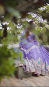 Chinon Embroidery Coding Thread Work Lehenga Choli