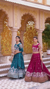 Designer Vichitra Embroidered Lehenga Choli