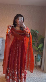 Fendy Silk Anarkali Suit with Dupatta & Pant